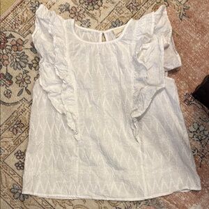 White Flutter Sleeve Ruffled Blouse